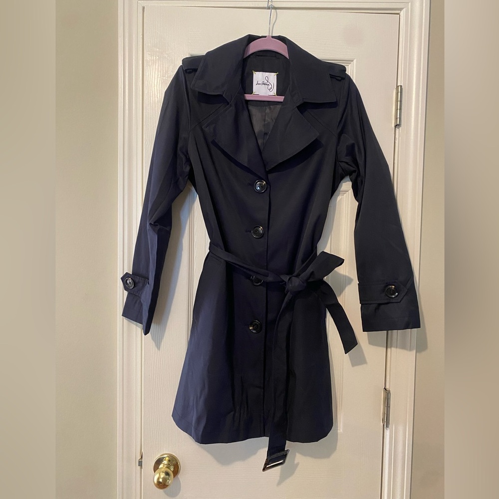 Sam Edelman Raincoat Trench Coat S Navy - Picture 3 of 10